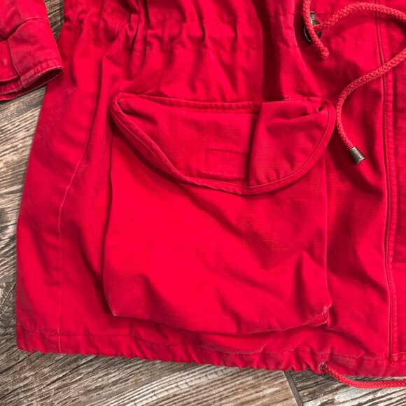 Vtg Chore‎ jacket Coat Womens M Classic Red Field Barn Pockets Drawstring Zip - Picture 5 of 8
